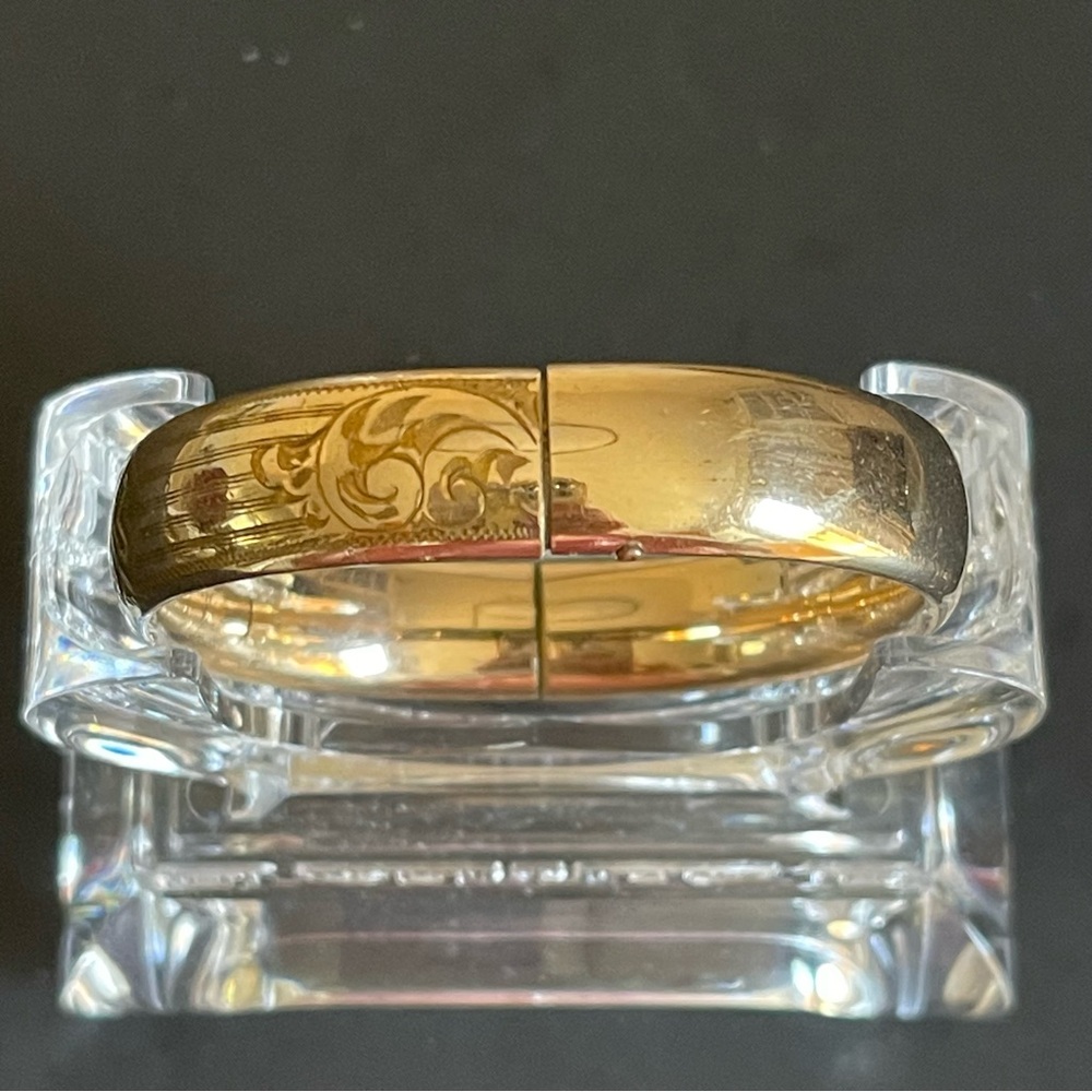 Vintage E.J.Co. Gold filled Engraved Monogram Bangle Bracelet - Picture 9 of 12